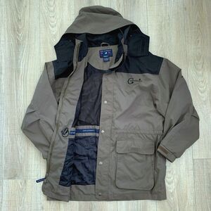 Port Authority Jacket Hooded Full Zip Outdoor Rain Coat Green Black Mens S